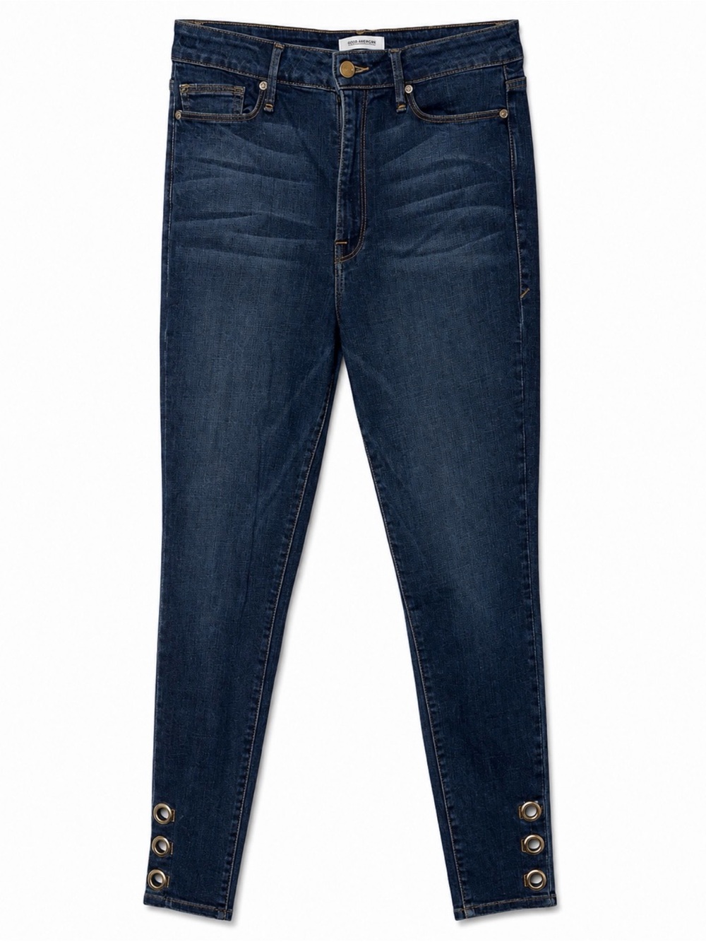 Good American Dark Blue Skinny Jeans with Grommet Ankle